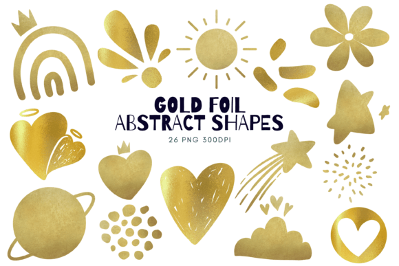 Download Gold Foil Abstract Shapes PNG - Gold Collection