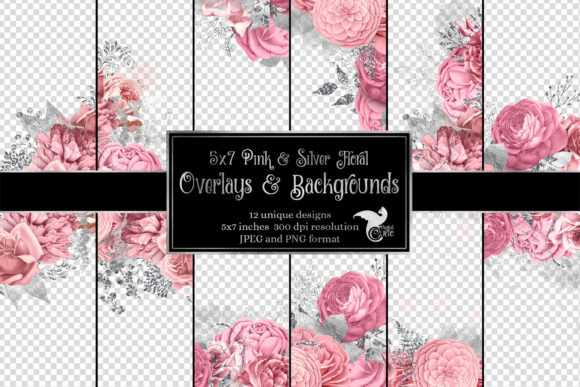 Download 5x7 Pink and Silver Floral Overlays - Overlay Collection
