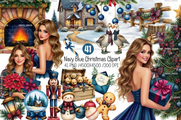 Download Navy Blue Christmas Clipart - Navy Collection