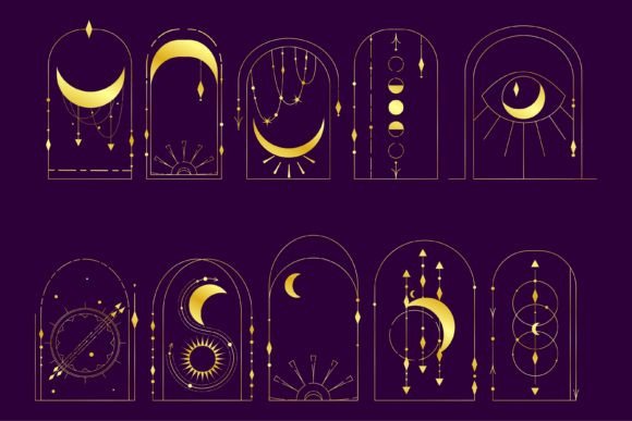 Download Bohemian Arch Gold Set Esoteric Design - Gold Collection