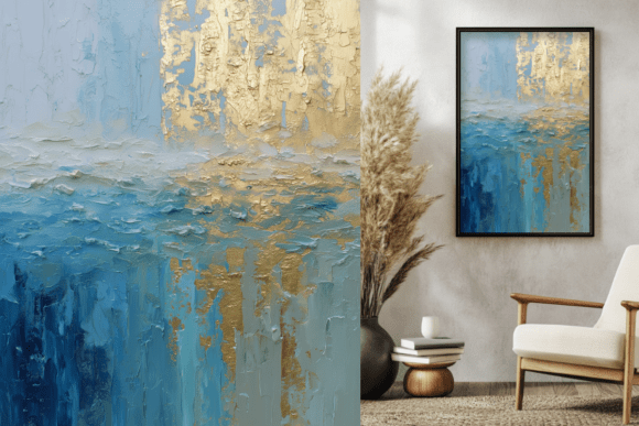 Download Blue &amp; Gold Textured Abstract Painting - Gold Collection