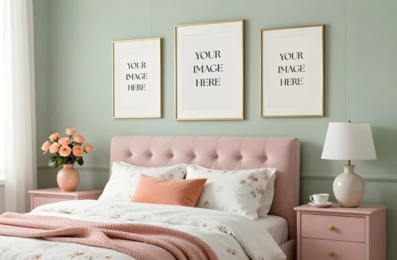 Download Trio Slim Gold Frames in Pink Bedroom - Gold Collection