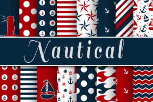 Download Red and Navy Blue Nautical Designs Digital Paper - Navy Collection