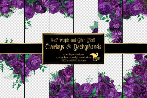 Download 5x7 Purple and Green Floral Overlays - Overlay Collection