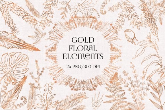 Download 24 Png Gold Floral Overlays, Clipart - Overlay Collection