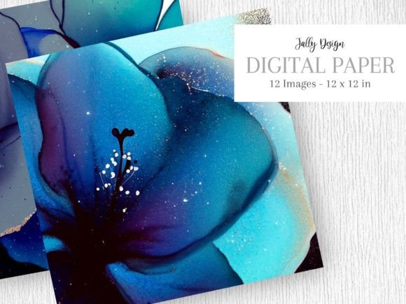 Download Navy Blue Alcohol Ink Flower &amp; Glitter - Navy Collection
